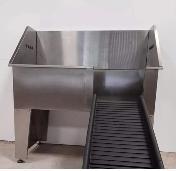 Crafted stainless steel grooming baths with glass blast beading
